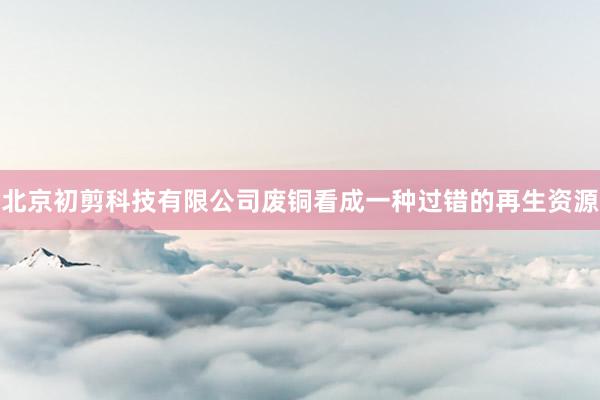 北京初剪科技有限公司废铜看成一种过错的再生资源